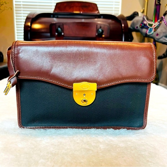 Dunhill Vintage pVC 2 tone Brown/Black PVC Leather Clutch Bag w/ 2 keys - Picture 1 of 16